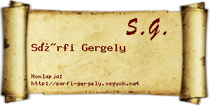 Sárfi Gergely névjegykártya