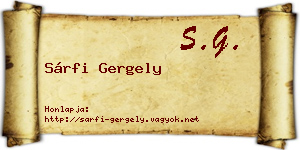 Sárfi Gergely névjegykártya